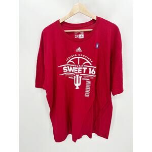 Adidas T-Shirt Men 2X NWT Red Indiana Hoosiers NCAA Sweet 16 Bball The Go-To Tee